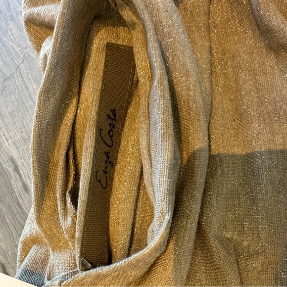 Enza Costa Ruched Lurex Glitter Tee Long Sleeve Gold - Picture 3 of 4